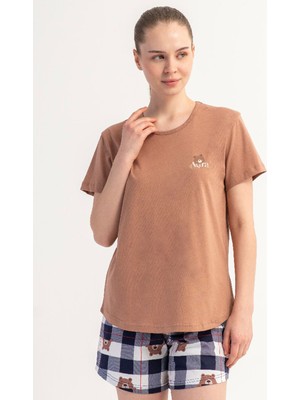 Vienetta Pamuklu Kadın Kısa Kol Şortlu Pijama Takım, 512052