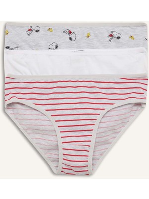 DeFacto Snoopy Baskılı Penye 3'lü Slip Külot Kız Çocuk H0183A826SP