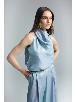Sateen Aura Bluz - Mavi