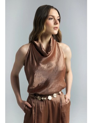 Sateen Aura Bluz - Kahve