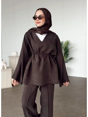 Molly Nelly Kadın Belden Büzgülü Rahat Pantolonlu Takım