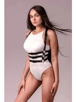 bebekokusu 3 Sıralı Göğüs Harness, Club Aksesuar, Seksi Deri Dans Aksesuarı - BRF600