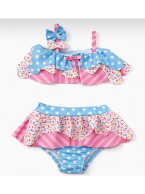 Dondurma Desenli Kız Çocuk Bikini Takımı