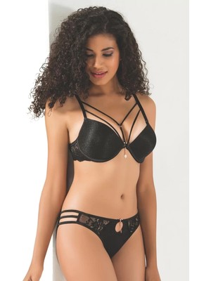 bebekokusu Silikonlu Taşlı Simli Sütyen Takım Kadın 5020