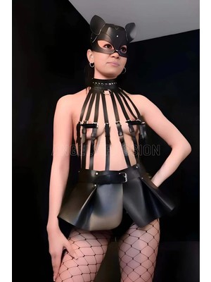 bebekokusu Mini Etekli Body Harness ve Kedi Maske Takım - BRF1313