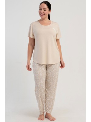 Vienetta Kadın P.vıscon Büyük Beden Kısa Kol Pijama Takım, 512250