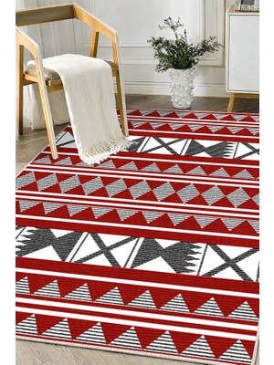 Lioara Home Kırmızı Retro Modern Baskılı Halı – Modern, Kaymaz Taban, Salon & Oturma Odası Için Halı