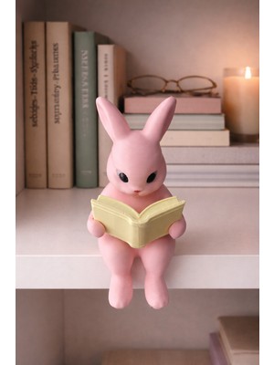 Mech Mini Kitap Okuyan Tavşan Figürü