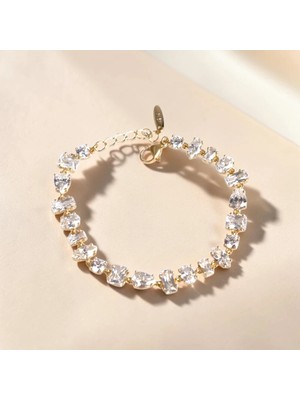 Nur Silver Mix Kesim Taşlı Çelik Bileklik - NUR-BL92501