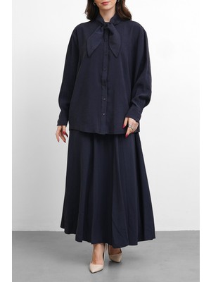 Molly Nelly Kadın Boğazı Kurdela Detaylı Etekli Takım