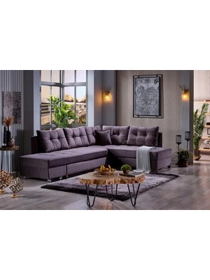 Vivense Bolivya Yataklı Sandıklı Köşe Koltuk, Gri, Sağ Köşe