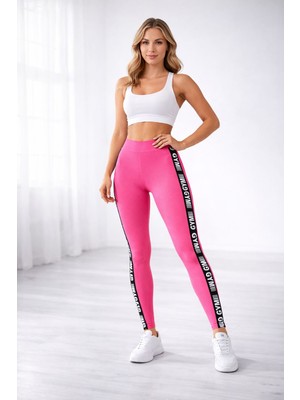 Machetta Kadın Nefes Alabilen Ultra Rahat Kumaş Gym Kabartma Baskılı Sporcu Tayt