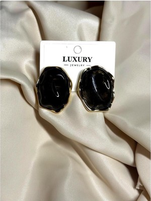 PremiumPort Şık Siyah Tasarım Çelik Küpe 4 Cm, Zarif Takı Alternatifi