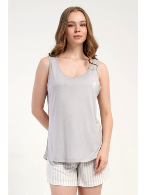 Vienetta Kadın P.vıscon Kalın Askılı Şortlu Pijama Takım, 512223