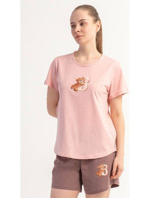 Vienetta Pamuklu Kadın Kısa Kol Şortlu Pijama Takım, 601151