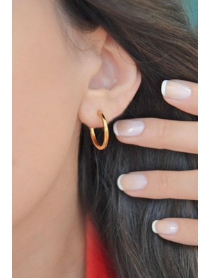 PremiumPort Altın Renkli 20 mm Düz Çelik Halka Küpe, Şık ve Zarif Tasarım