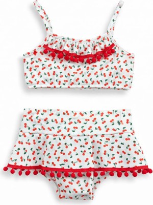 Kiraz Desenli Baskılı Kız Çocuk Bikini Takım