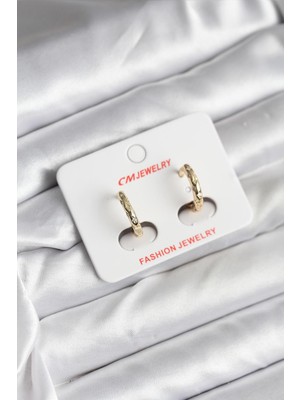 Youday Accessories 14K Gold Renk Kaplama Zirkon Taşlı Halka Model cm Kadın Küpe