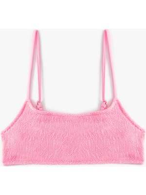 Koton Dokulu Bikini Üstü Ince Askılı Pedli