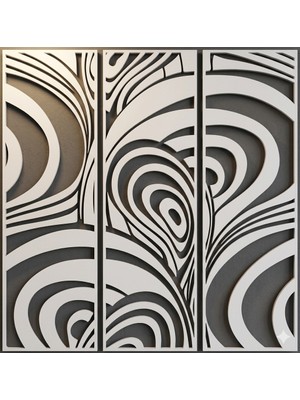 As Tasarım Lazer Döngü Serisi: 3 Parçalı Modern Dekoratif Duvar Tablosu Seti 49X50 cm