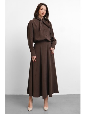 Molly Nelly Kadın Boğazı Kurdela Detaylı Etekli Takım