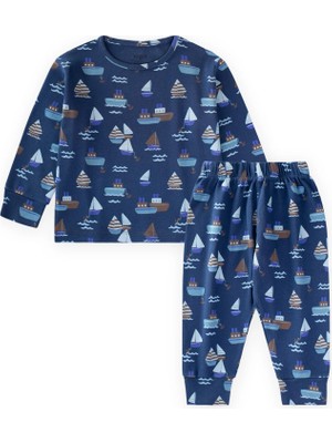 Cigit Desenli Mevsimlik Pijama Takım 1-7 Yaş Lacivert