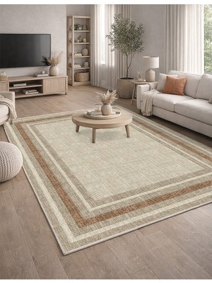 Lioara Home Kahverengi Renk Dijital Baskılı Halı – Modern, Kaymaz Taban, Leke Tutmaz, Salon & Oturma Odası Için