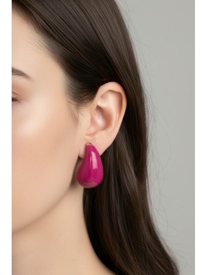 PremiumPort Eflatun Damla Çelik Küpe Kadın Takı, Şık ve Zarif Tasarım