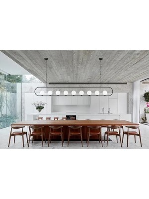 Vivense Sultan Dokuzlu Avize, Beyaz Camlı Siyah KASALI(250 Cm)