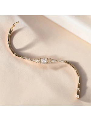 Nur Silver Luna Square Işıltı Bileklik - NUR-BL92508