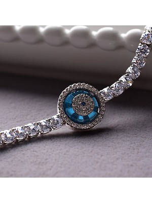 Nur Silver Evil Eye Çelik Bileklik - NUR-BL92475
