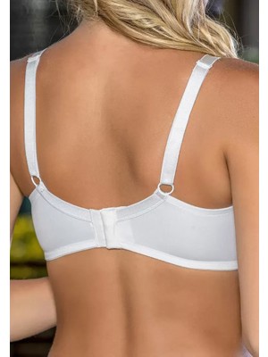 bebekokusu Büyük Beden Uyumlu Ekru Tül Detaylı Günlük Sütyen, B,c Cup Balensiz Konforlu Sütyen