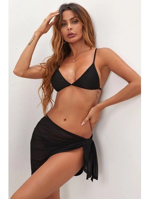 bebekokusu Kadın Siyah Transparan Belden Bağlamalı Pareo