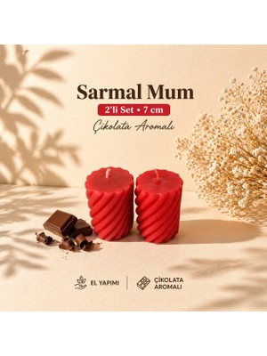 En Art 2’li Sarmal Mum Seti 7 cm Çikolata Kokulu Dekoratif El Yapımı Mum