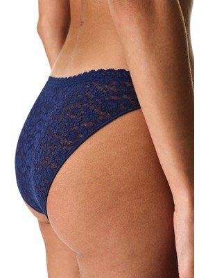 Penti Lacivert Easy Lace Dantel V Model Slip Külot