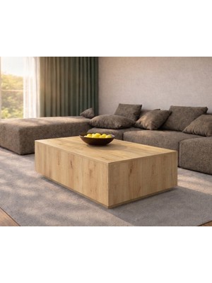 Mobilique Hilal Modern Ahşap Desenli Orta Sehpa Safirmeşe