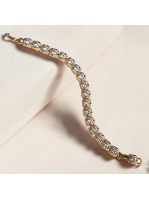 Nur Silver Işıltılı Baget Taşlı Çelik Bileklik - NUR-BL92493