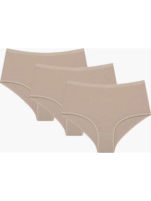 Penti Bej Pamuklu Yüksek Bel 3'lü Slip Külot