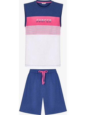 Penti Erkek Renkli White Surf Pijama Takımı Rahat Kesim Çok Renkli Desen ile Plajda Kullanım İçin