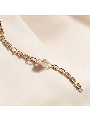 Nur Silver Aura Gold Zincir Bileklik - NUR-BL92503