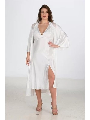 bebekokusu 2li Ekru Sabahlık Takımı Bigsize 6224