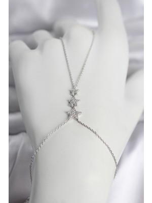 Youday Accessories Pirinç Gümüş Renk Sıralı Yıldız Model Kadın Şahmeran