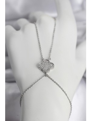 Youday Accessories Pirinç Gümüş Renk Yonca Model Kadın Şahmeran