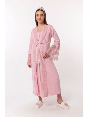 Effort Pembe Sabahlıklı Hamile Lohusa Pijama Takımı Pamuklu Rahat Kesim