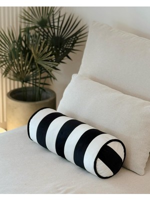Hestia Home Silindir Yastık Kadife Çizgili