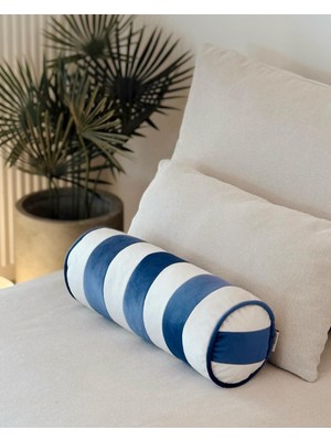Hestia Home Silindir Yastık Kadife Çizgili