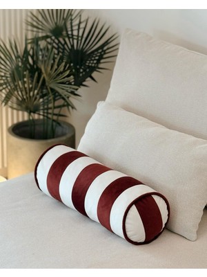 Hestia Home Silindir Yastık Kadife Çizgili