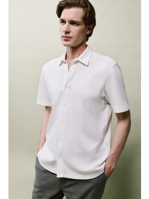 DeFacto Regular Fit Polo Yaka Penye Kısa Kollu Gömlek E7727AX26SM
