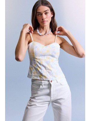 DeFacto Fitted Desenli Poplin Bluz H2842AX26SM