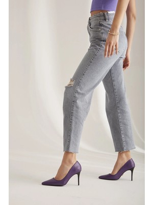 Ayakkabı Prensi Urbane Mor Mat 8 cm Stiletto, Topuklu Ayakkabı Kadın